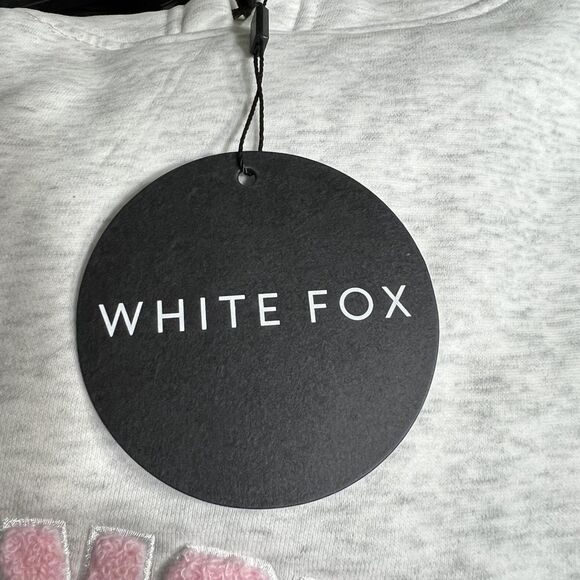 White Fox Hoodie Womens S/M Grey Marle Decade Classics Los Angeles Oversized - Picture 6 of 14